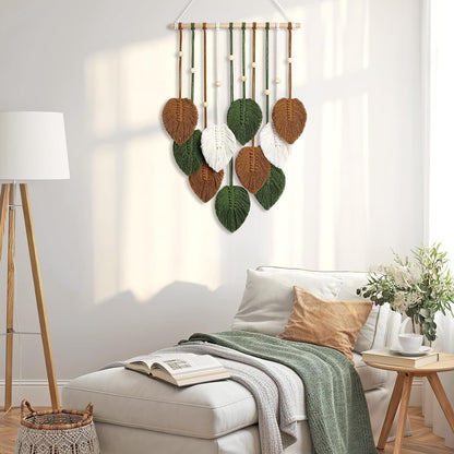 Macrame Leaf Wall Hanging Art Acalora