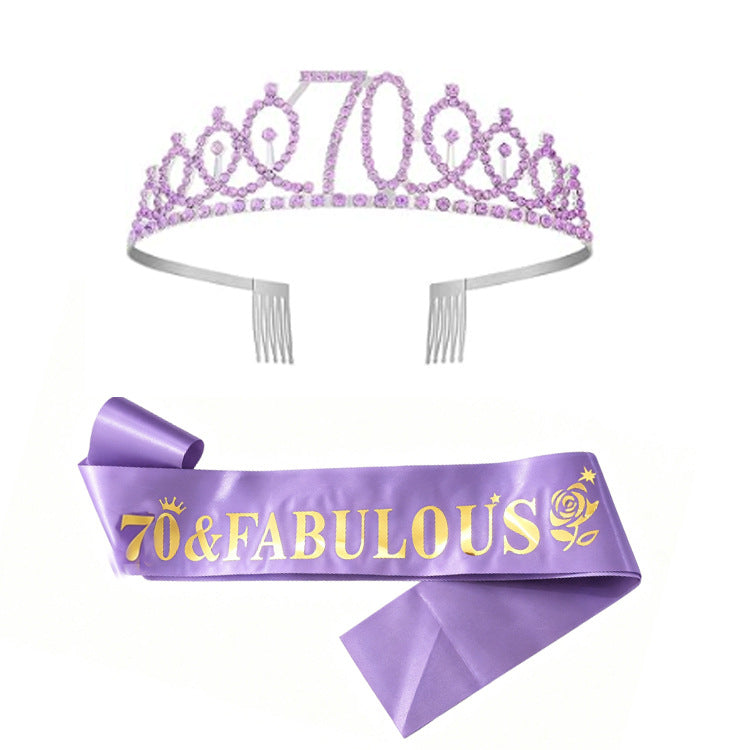 Women's Glittering Birthday Tiara Set with Sash Kalsten
