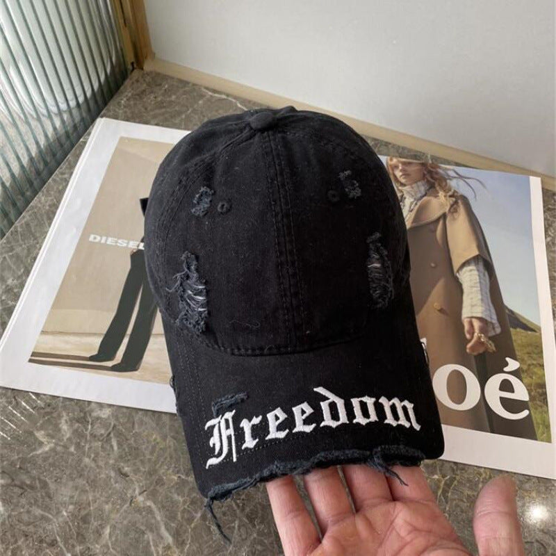 Women's Distressed Freedom Embroidered Baseball Cap Kalsten