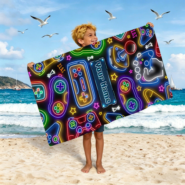 Boys beach towel with game console motif Kalsten