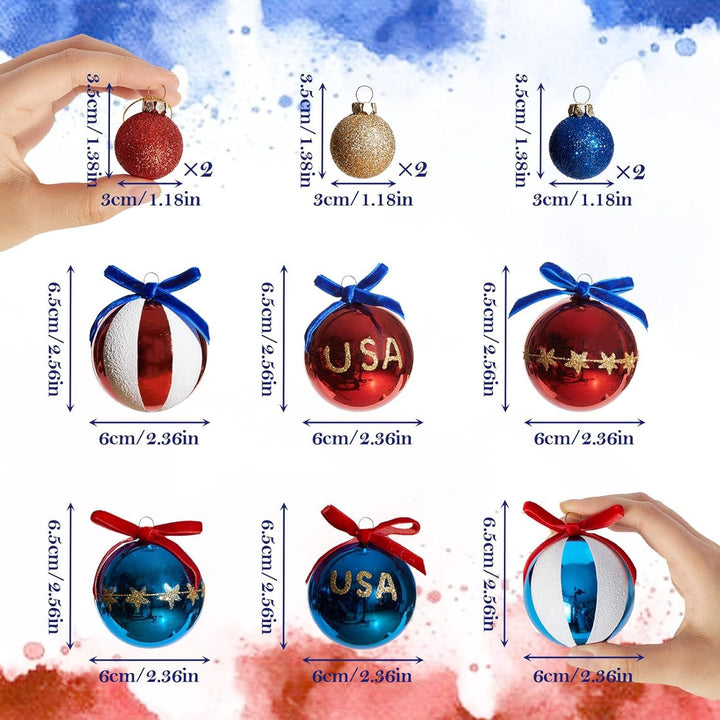 Unisex nan Christmas tree ornaments set in Americana style with glitter decoration and satin ribbon, shatterproof plastic ornaments Kalsten