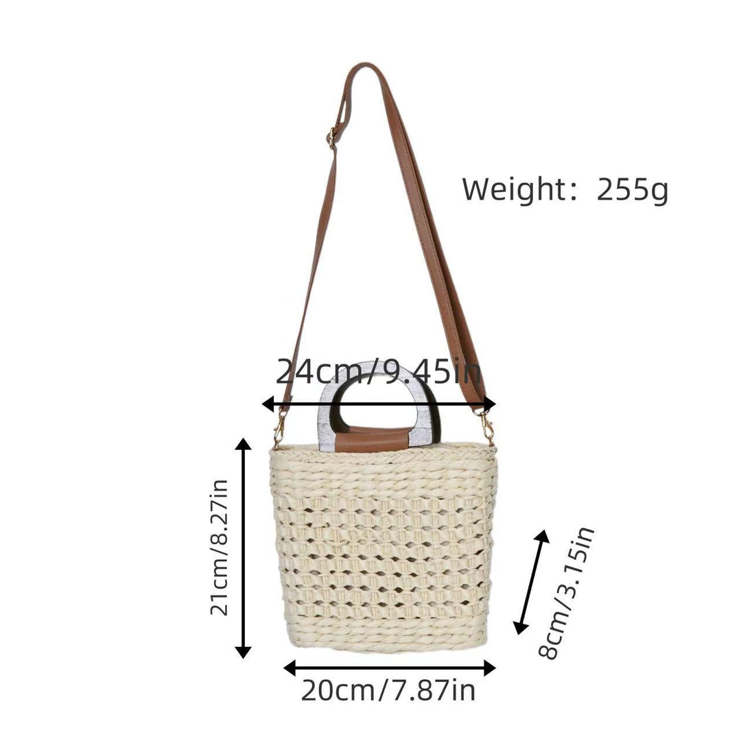 Woven natural material handbag with comfortable shoulder carrying device Kalsten