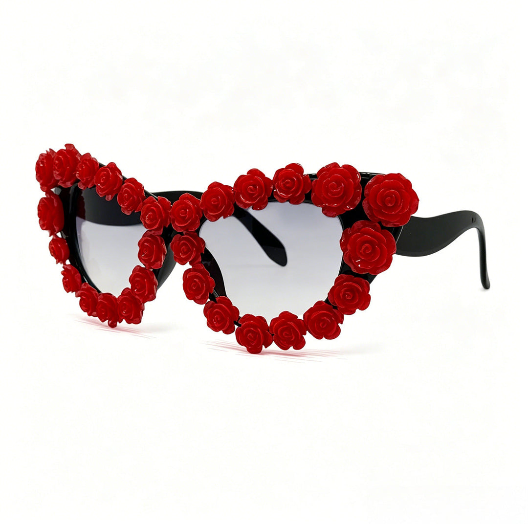 Women's Heart-Shaped Sunglasses with Floral Application Kalsten