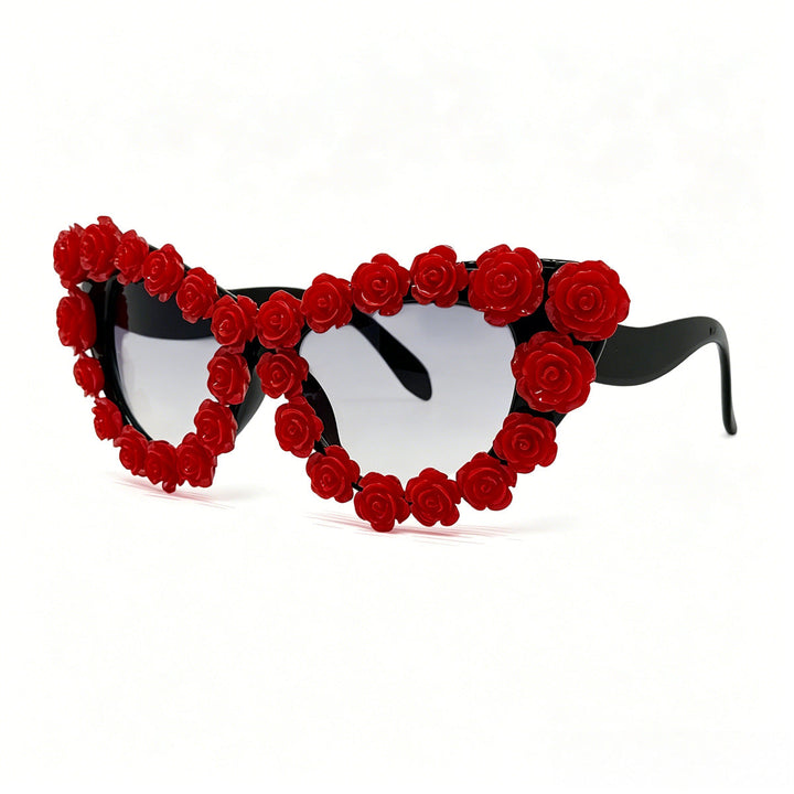Women's Heart-Shaped Sunglasses with Floral Application Kalsten