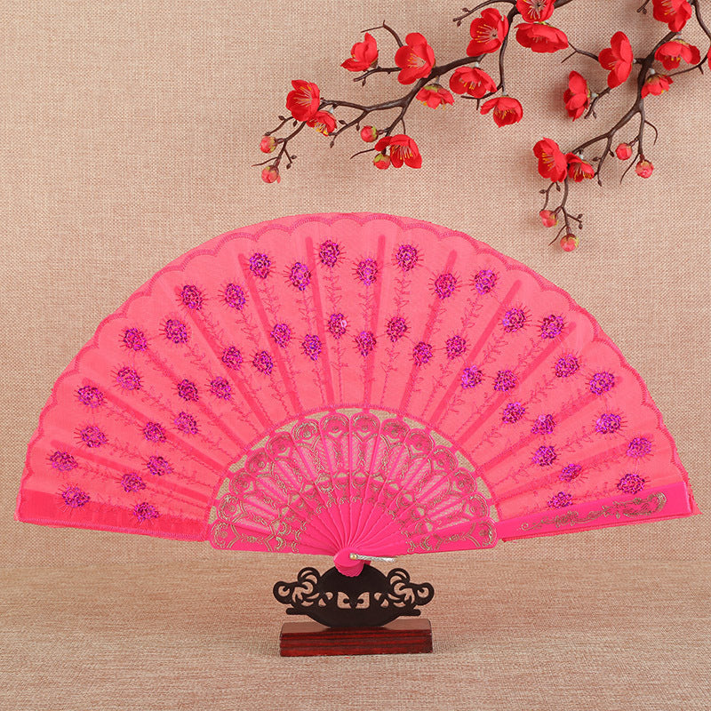 Women's folding fan with artistic decorations Kalsten