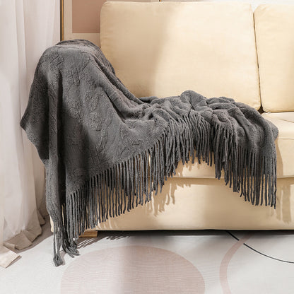 Unisex Textured Fringe Throw Blanket