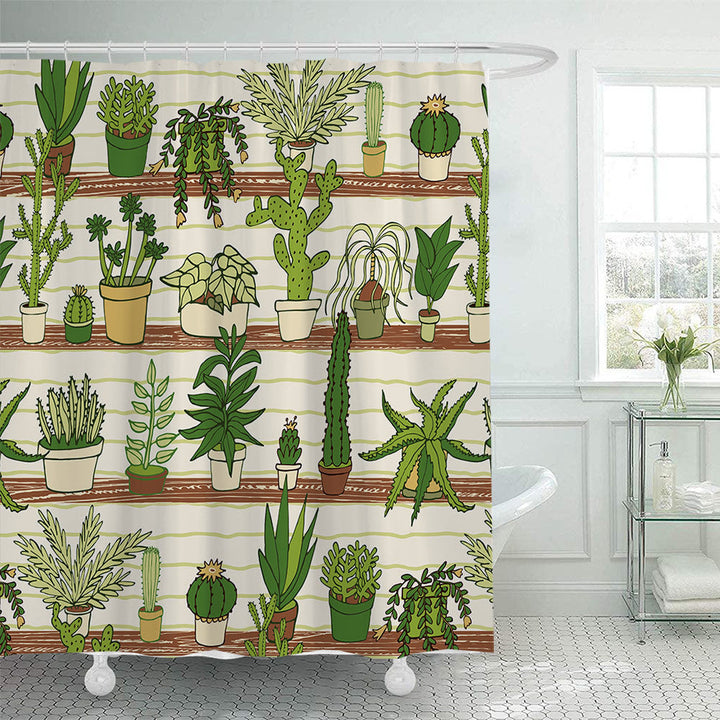 Cactus Garden-Themed Shower Curtain Kalsten