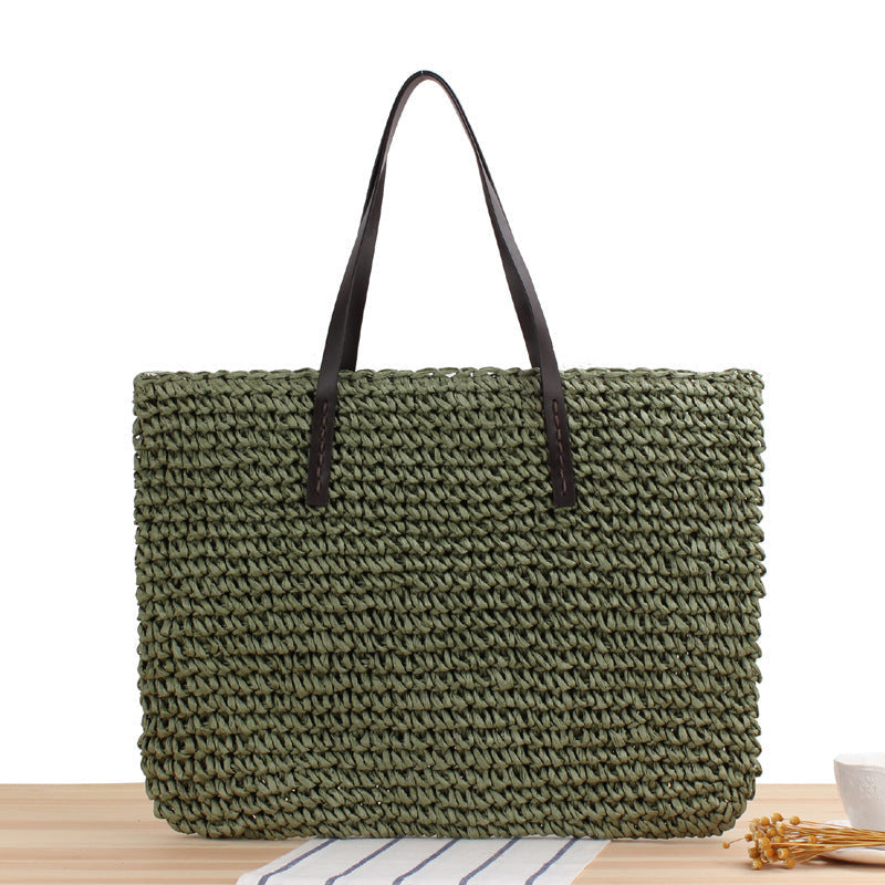 Timeless wicker tote bag with leather handles Kalsten