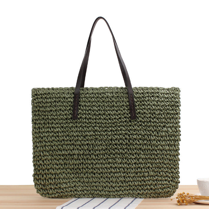 Timeless wicker tote bag with leather handles Kalsten
