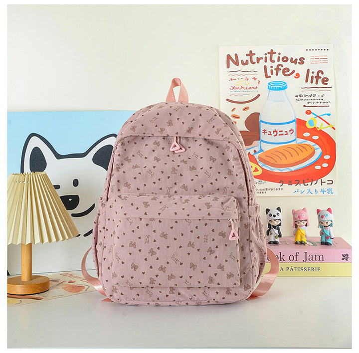 Stylish Heart-Print Casual Backpack