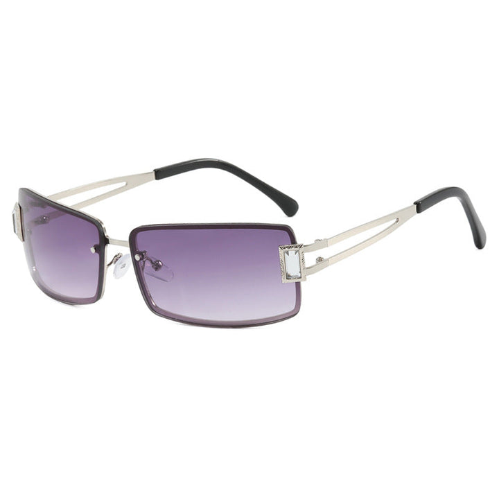 Ladies stylish sunglasses with elegant trapezoidal lenses and filigree metal frame Kalsten