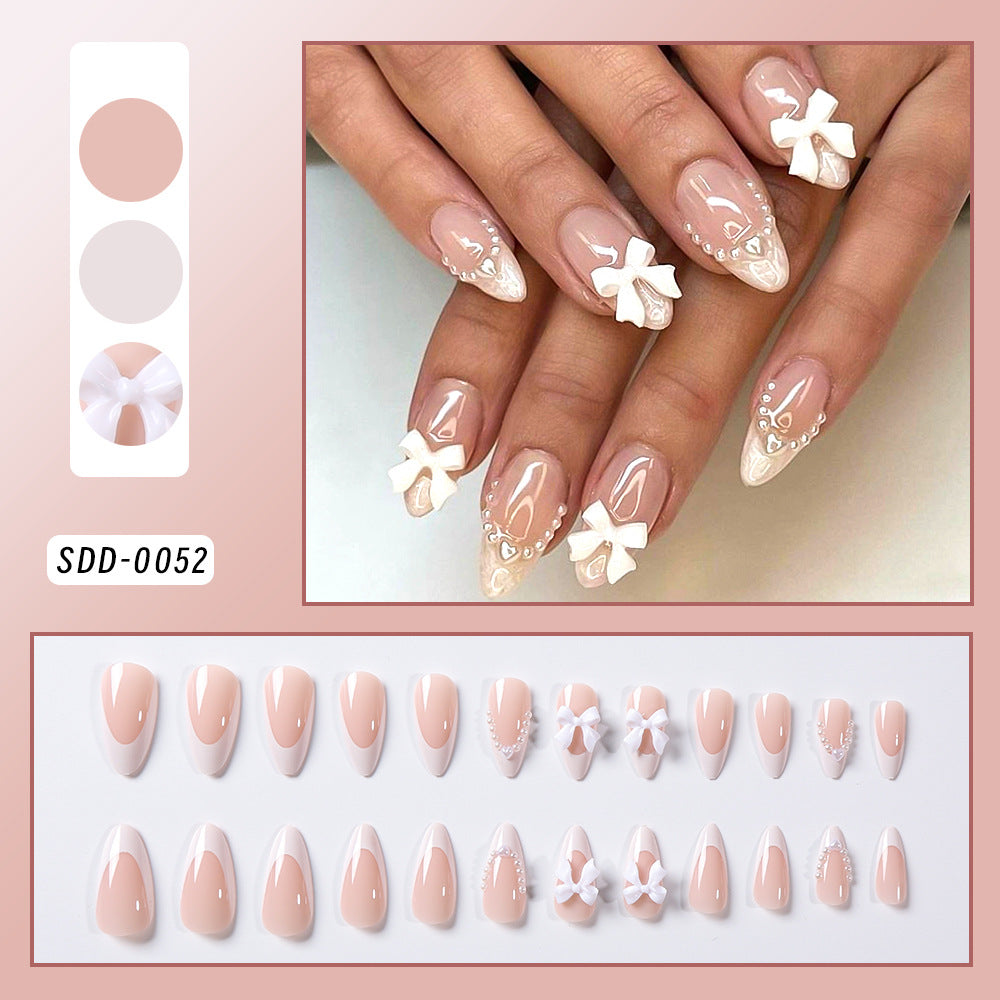 Decorative Press-On Nail Tips with Bow Accents Kalsten