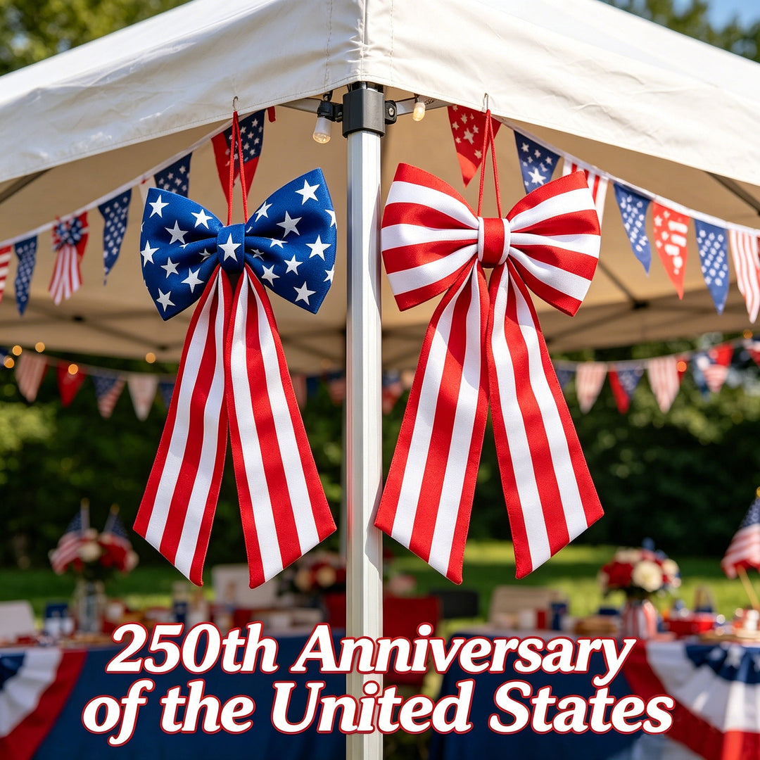 Unisex nan outdoor double-layer American flag ribbon bow with alligator fence clip Kalsten