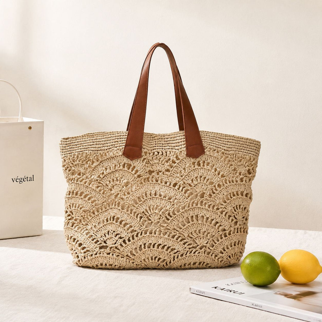 Macrame Shopping Bag with Elegant Leather Handles Kalsten