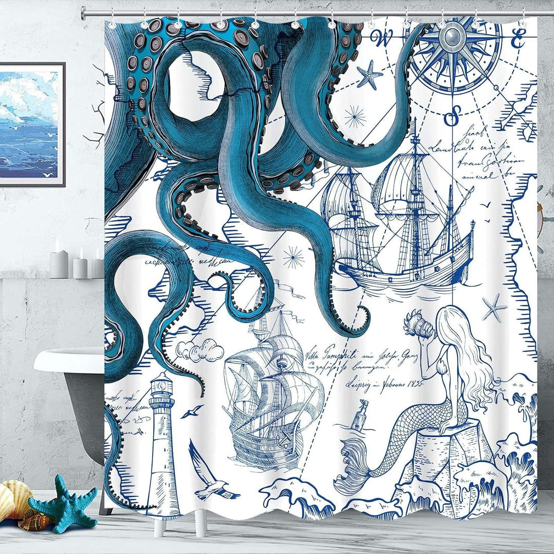 Ocean-Theme Shower Curtain Kalsten
