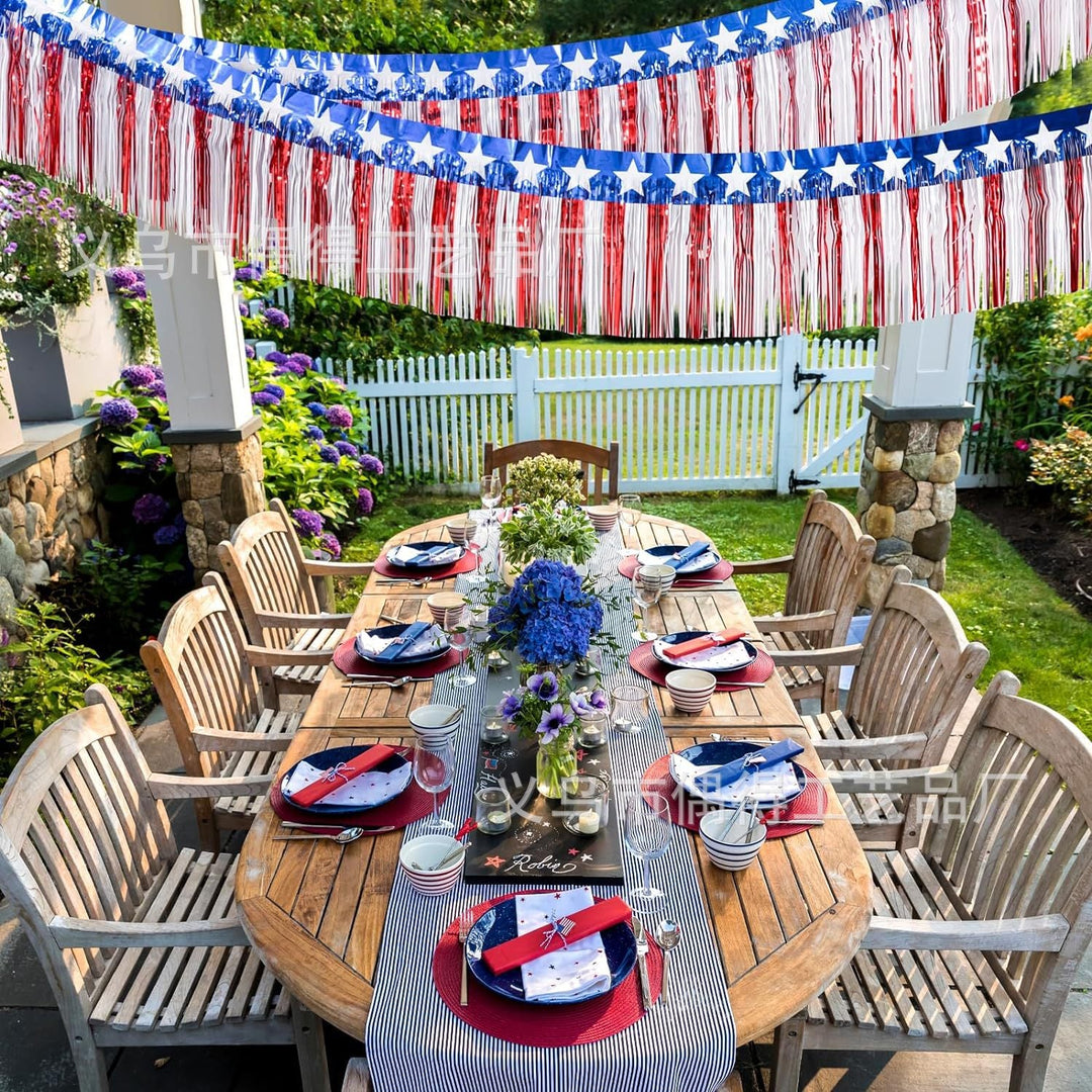 Independence Day metallic star fringe garland backdrop for patriotic party decoration Kalsten