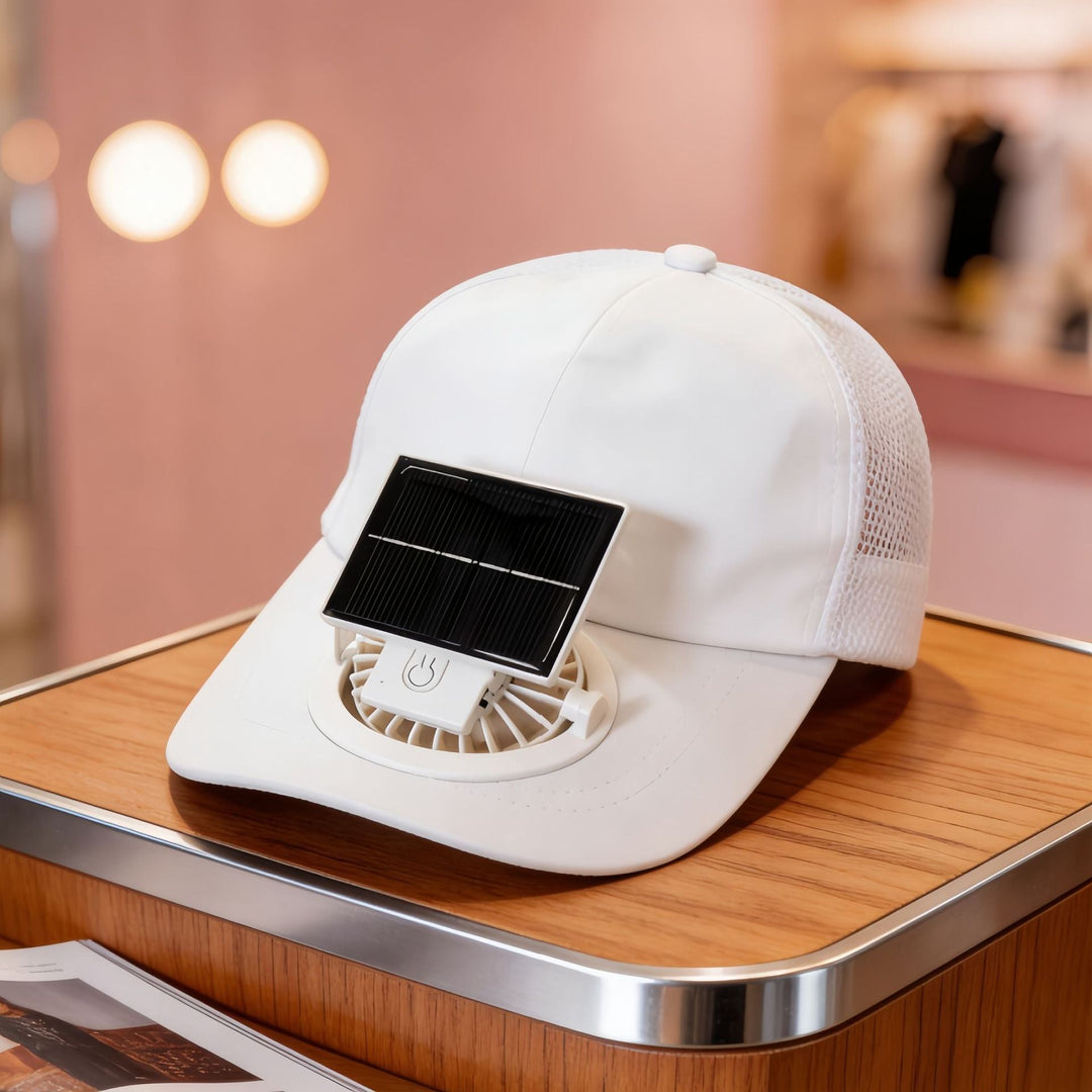 Ladies cooling cap with integrated solar fan Kalsten