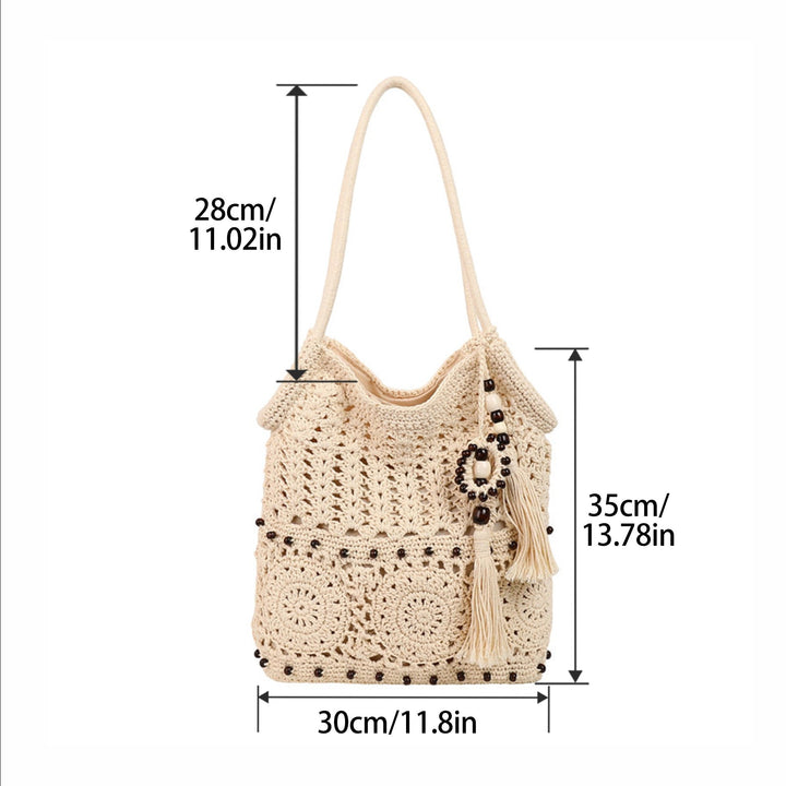 Hand-knotted shoulder bag with playful fringe design Kalsten