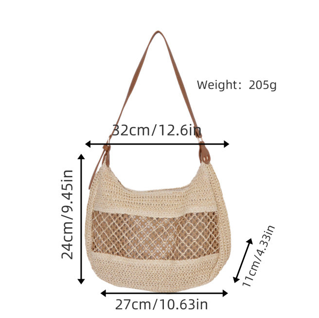 Elegant mesh shoulder bag with leather accents Kalsten