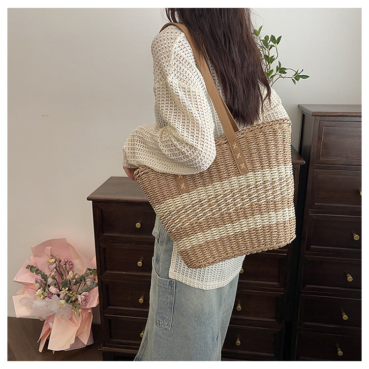 Comfortable beach bag with leather handles Kalsten