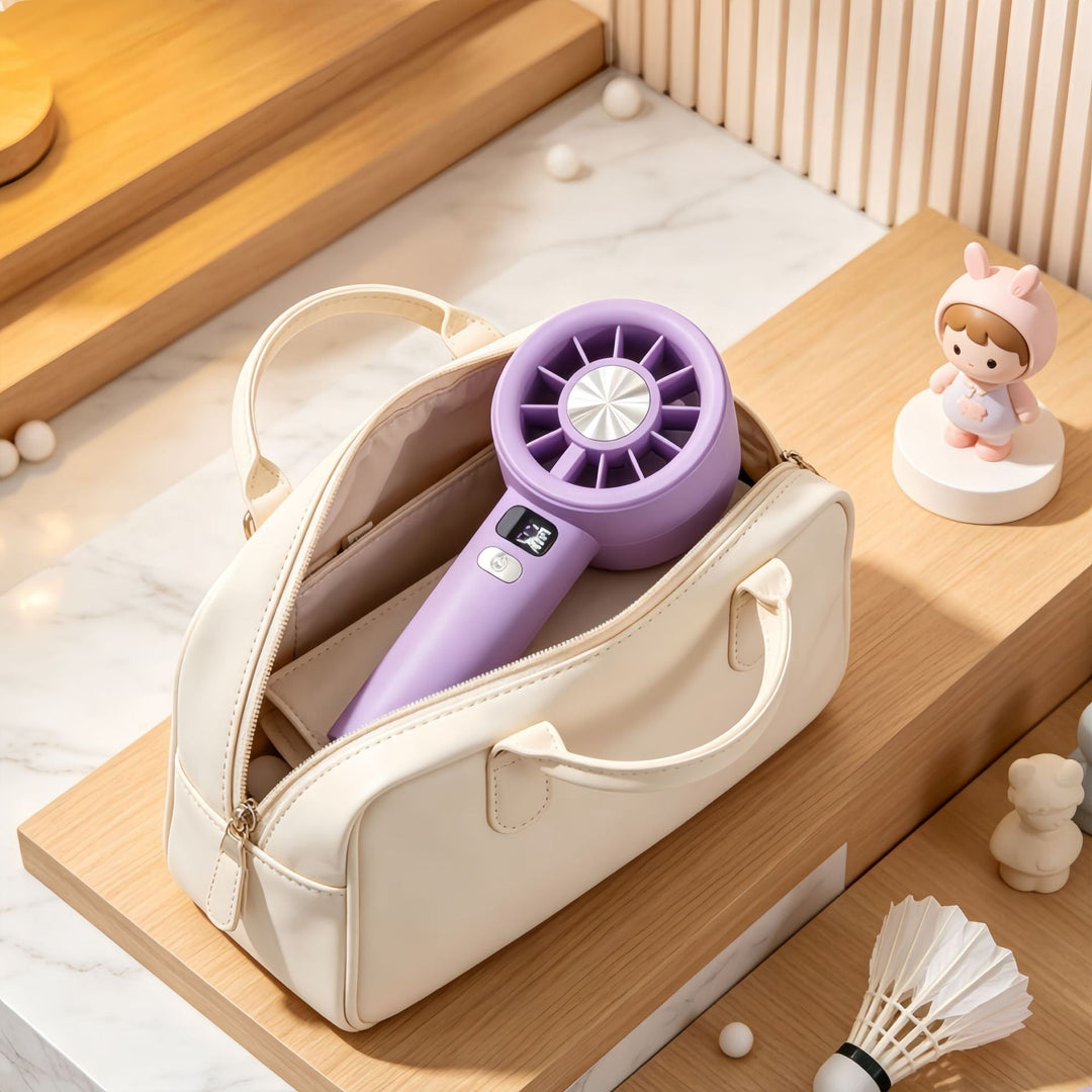 Ladies portable hand fan with LCD display and USB charging function Kalsten