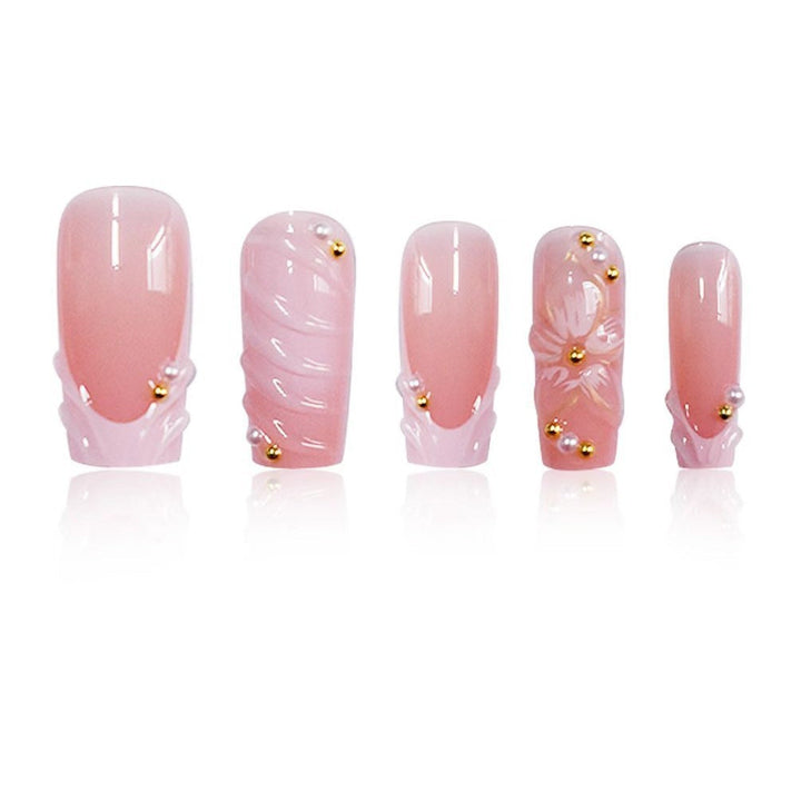 Decorative Press-On Nail Art Set with Rhinestone Accents Kalsten
