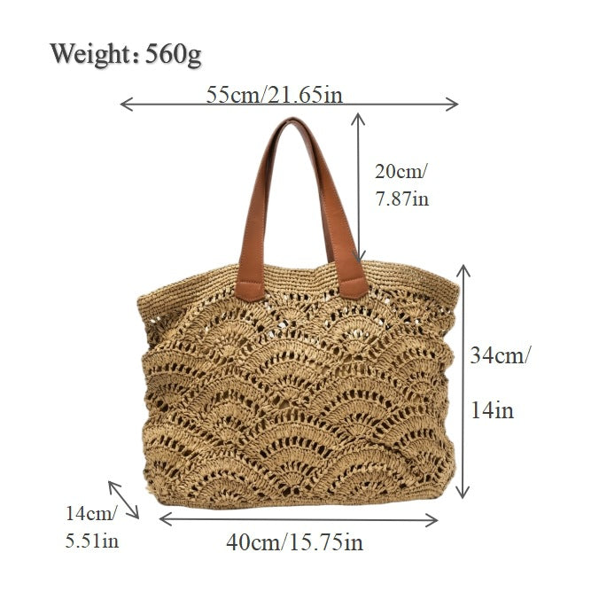 Macrame Shopping Bag with Elegant Leather Handles Kalsten