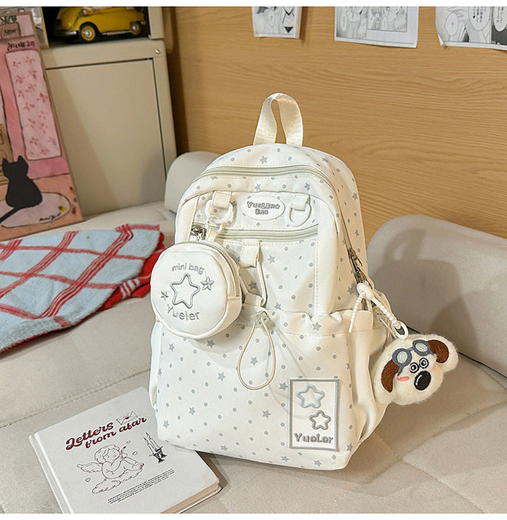 Star-Printed High-Capacity School Backpack