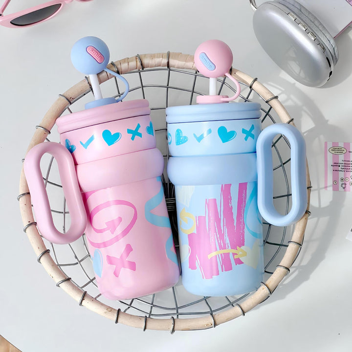 Women’s children’s drinking cup with integrated straw and playful design Kalsten