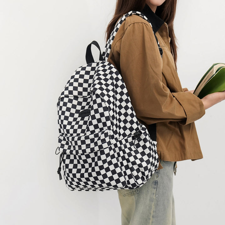 Checkerboard Print School Backpack Kalsten