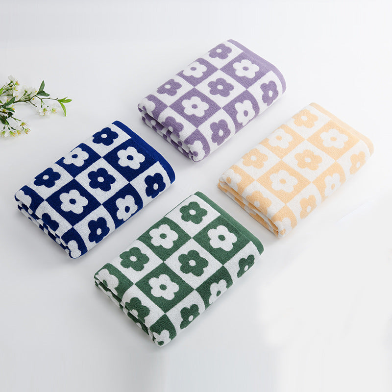 Women's Luxurious Terry Bath Towel with Floral Pattern Kalsten