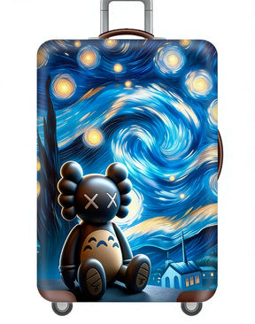 Women's stretchable suitcase cover with rabbit motif, tear-resistant stretch material and openings for handle and wheels Kalsten