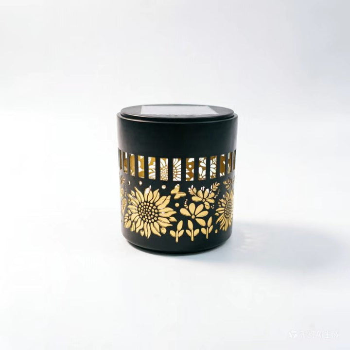 Decorative Solar-Powered Metal Lantern With Geometric Cutout And Warm LED Candle Effect Kalsten