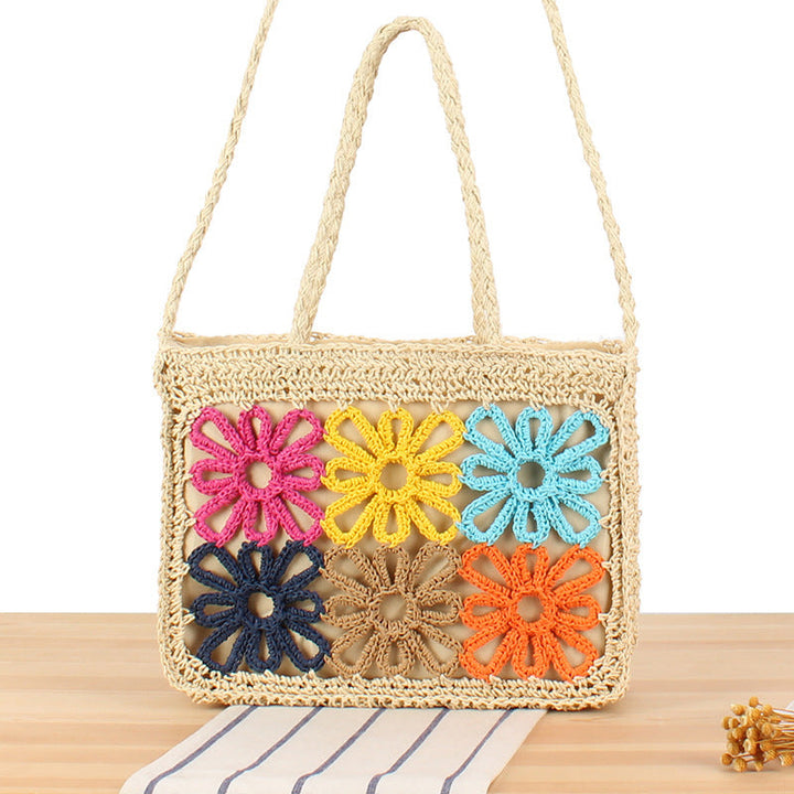 Handcrafted basket bag with colorful flower design Kalsten