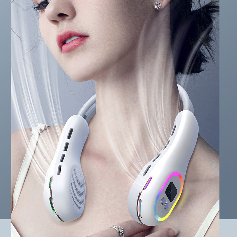 Unisex portable neck fan with LCD display and quiet brushless motor Kalsten