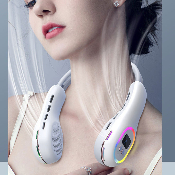 Unisex portable neck fan with LCD display and quiet brushless motor Kalsten