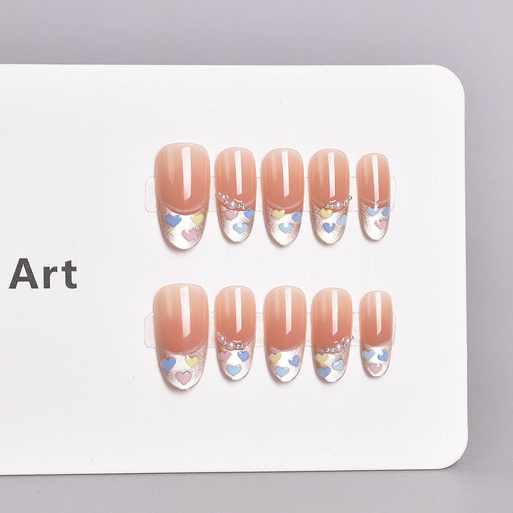 Artistic Floral French Tip Press-On Nail Set Kalsten