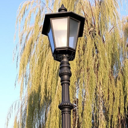 Ornamental Cast Aluminum Outdoor Vintage-Style Street Lamp Post With Frosted Glass Panels And Weatherproof Finish Kalsten