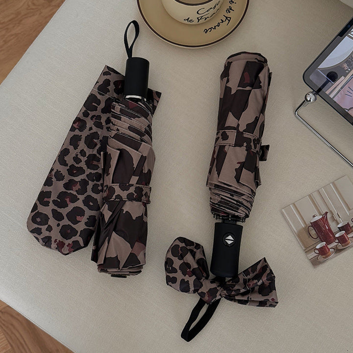 Women's Foldable Umbrella in Modern Leopard Pattern Kalsten
