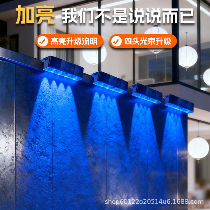 Outdoor Solar RGB Dual-Beam Wall Light With Integrated Photovoltaic Panel And Weather-Resistant Mounting Base Kalsten