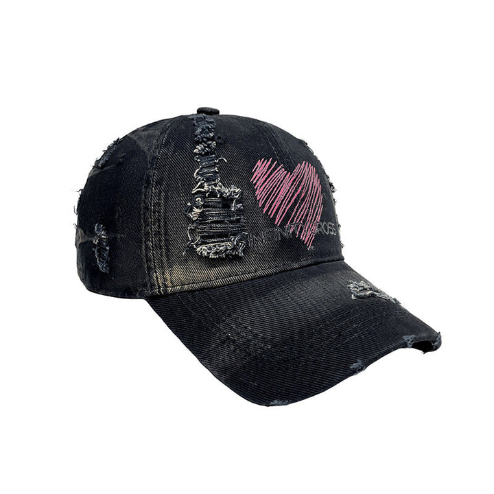 Women's Distressed Heart Embroidered Baseball Cap Kalsten