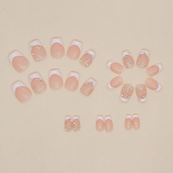 Elegant Rhinestone French Tip Nail Art Kalsten