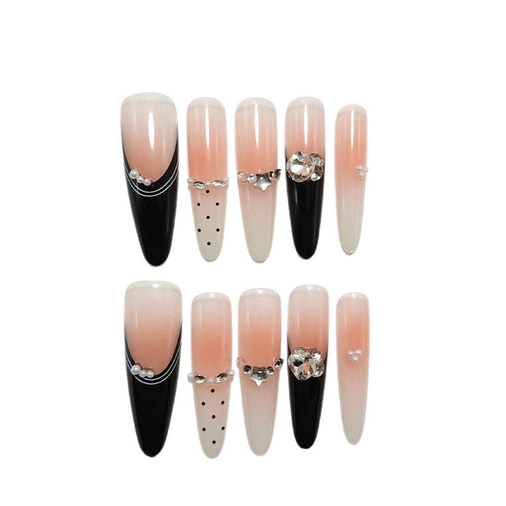Elegant Stiletto Fake Nails with Sparkling Rhinestone Details Kalsten