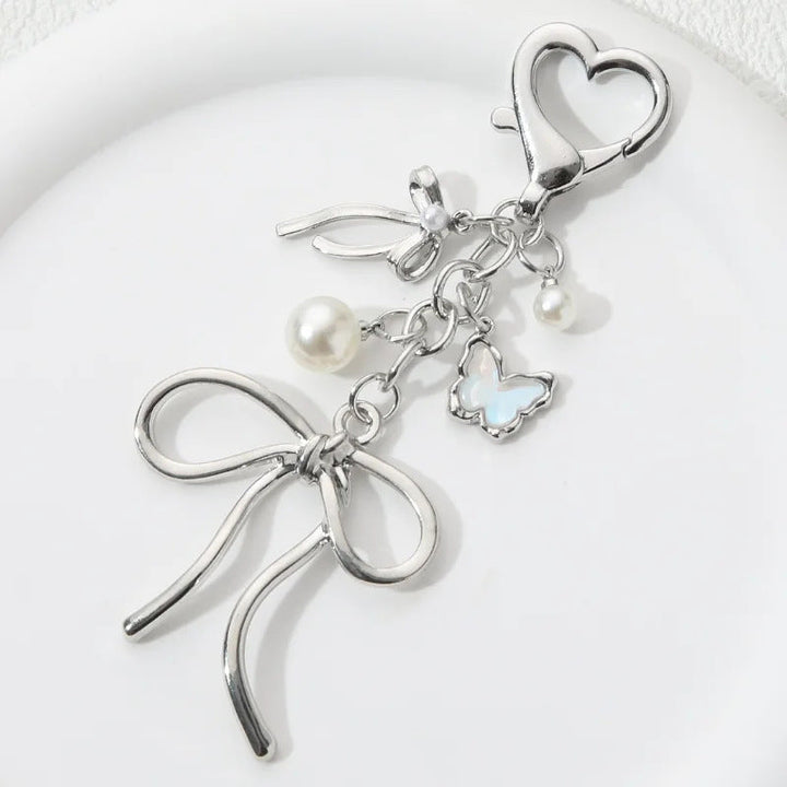 Decorative Heart and Bow Charm Keychain Kalsten