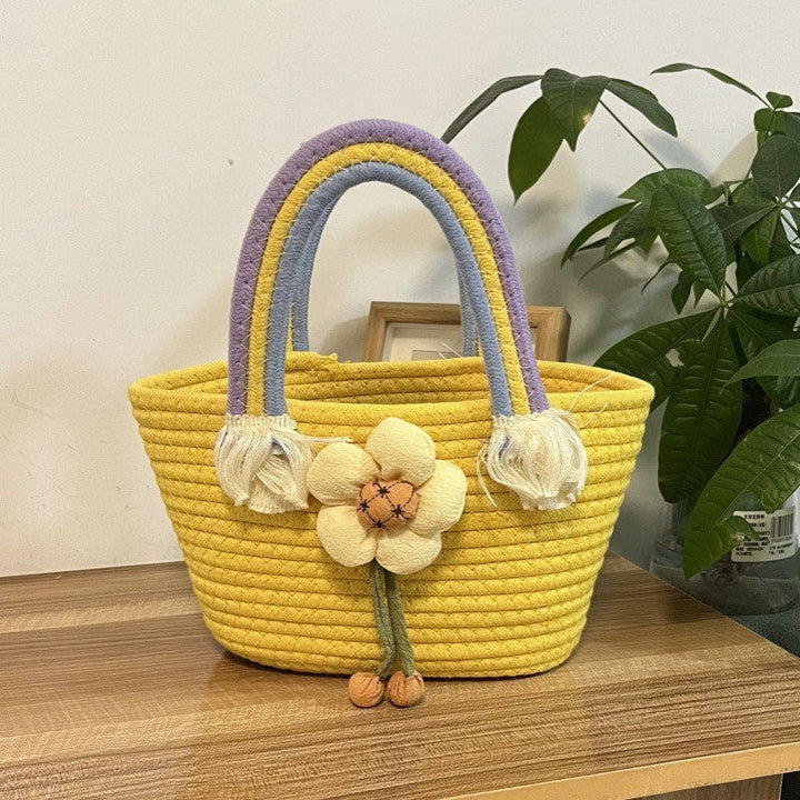 Women's handmade basket bag with color-coordinated handle accents Kalsten