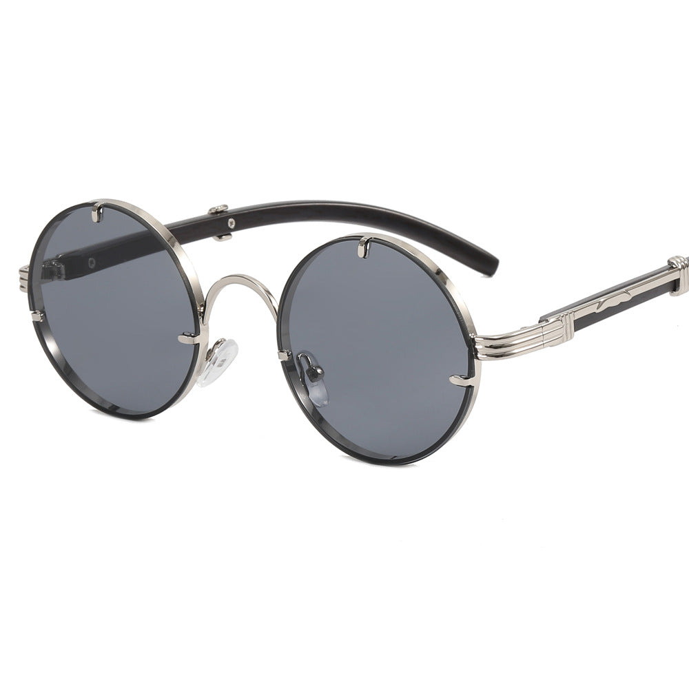 Ladies round sunglasses with luxurious wooden frame and golden accents Kalsten