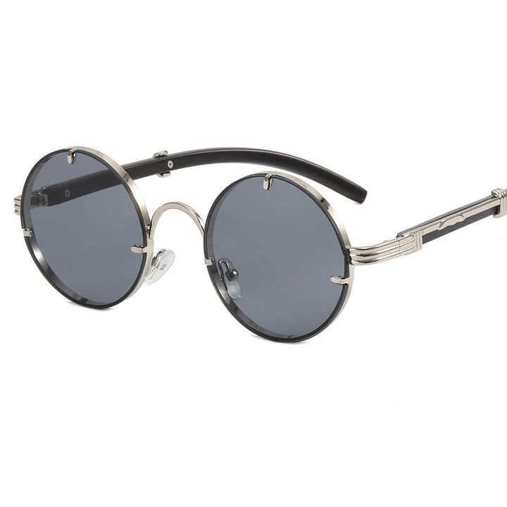Ladies round sunglasses with luxurious wooden frame and golden accents Kalsten