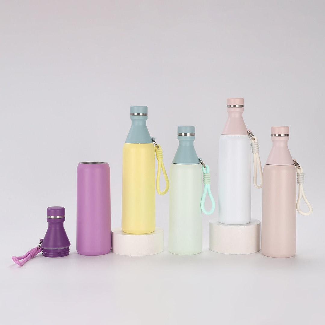 Ladies insulated drinking bottle with practical carrying strap Kalsten