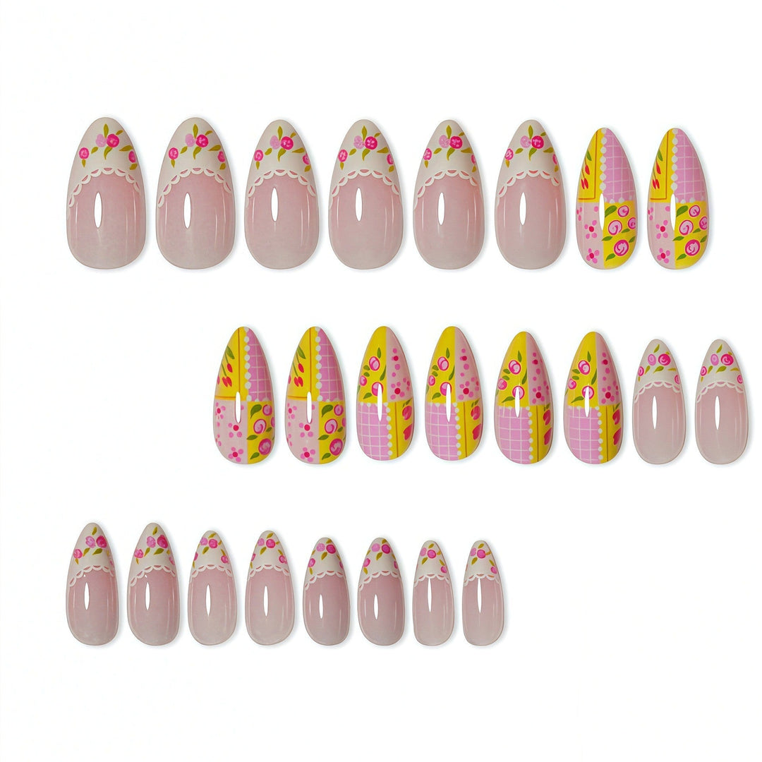 Decorative Floral Press-On Nail Art Kalsten