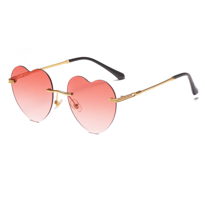 Women's Heart-Shaped Sunglasses with Mirrored Lenses and Gold Frame Kalsten
